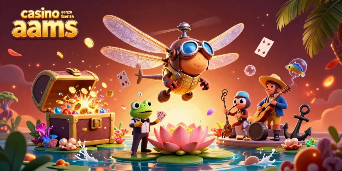 Interact with casino senza licenza aams in this vibrant 3D illustration showcasing characters and game elements.