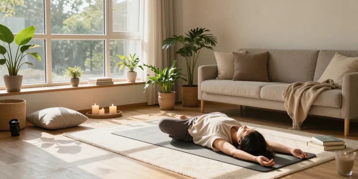 Mindfulness meditation in a serene living space featuring rokok88 daftar promoting wellness and positivity.