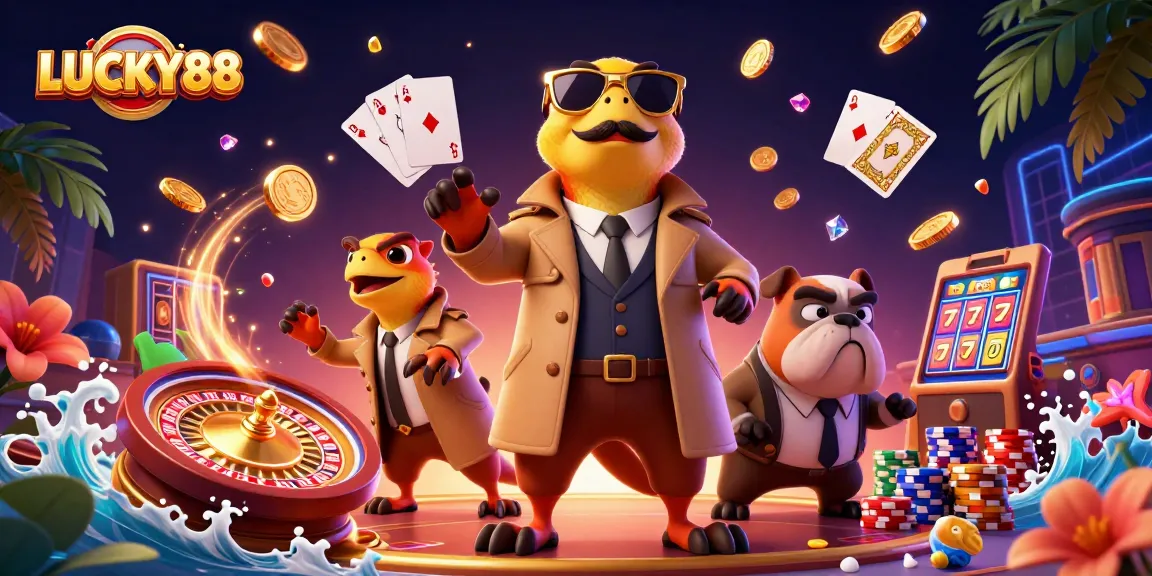 WIN big with LUCKY88 in this vibrant 3D casino world filled with raptors and jackpots
