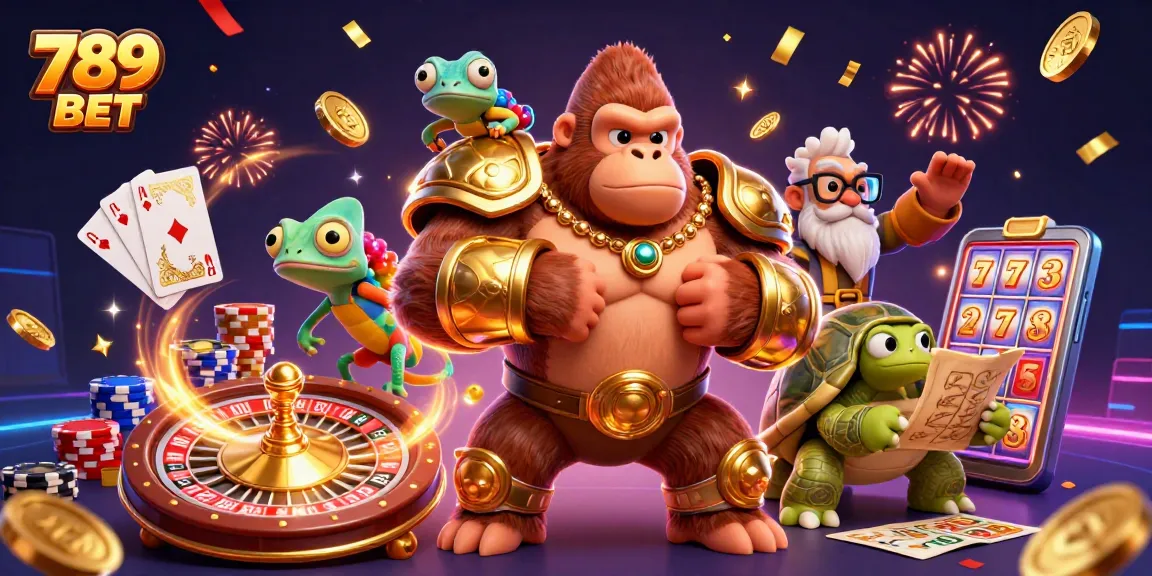 Win big at 789 BET with a powerful gorilla king and vibrant casino visuals.