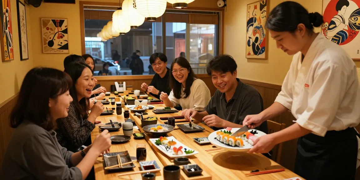 rokok88 sushi chef preparing fresh sashimi in vibrant restaurant scene