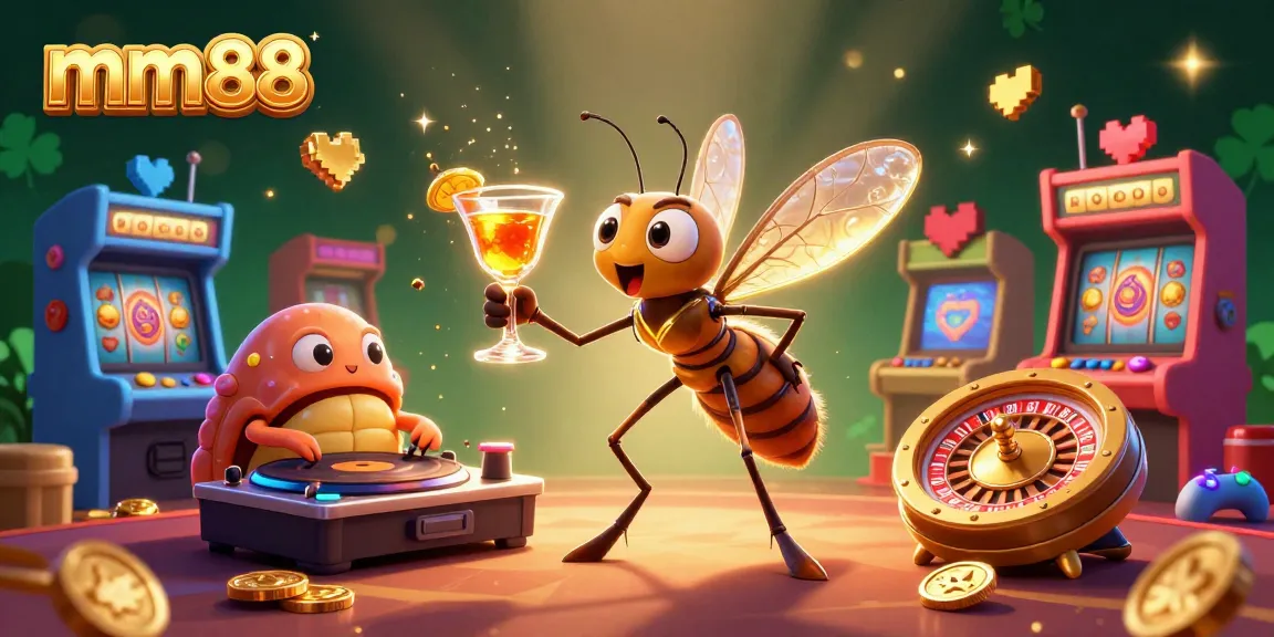 Experience the excitement of mm88 with a lively 3D casino scene featuring animated characters and vibrant gaming elements.