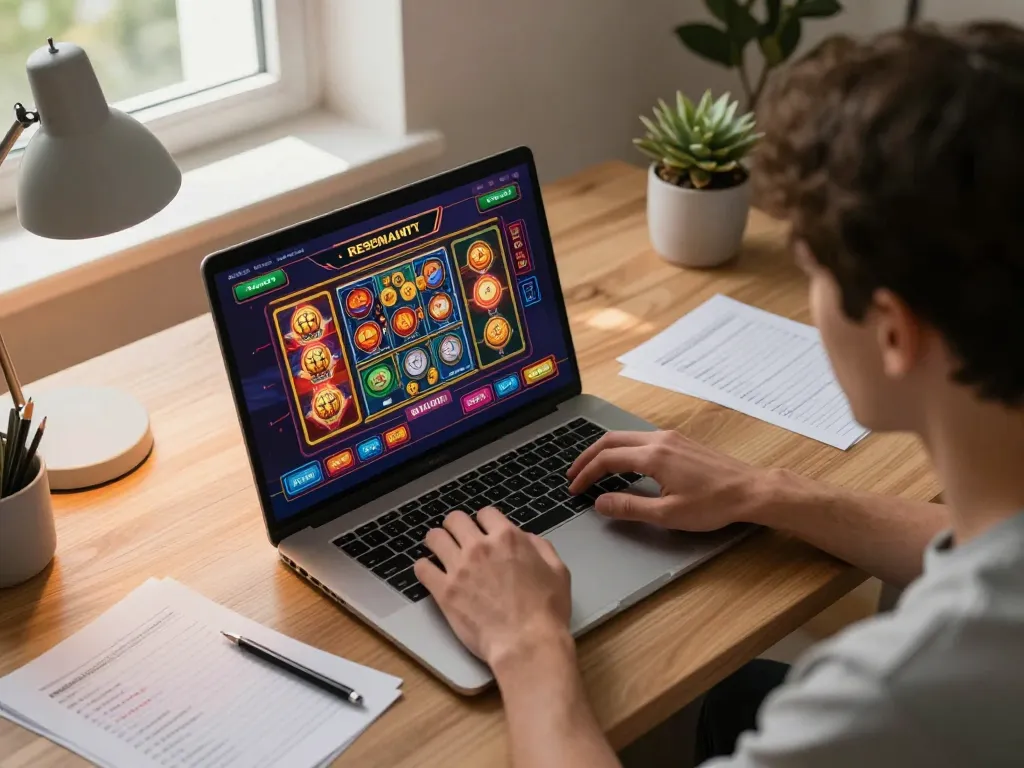 Intensely focused on online gambling, player analyzes strategies while discussing 23win lừa đảo safety measures