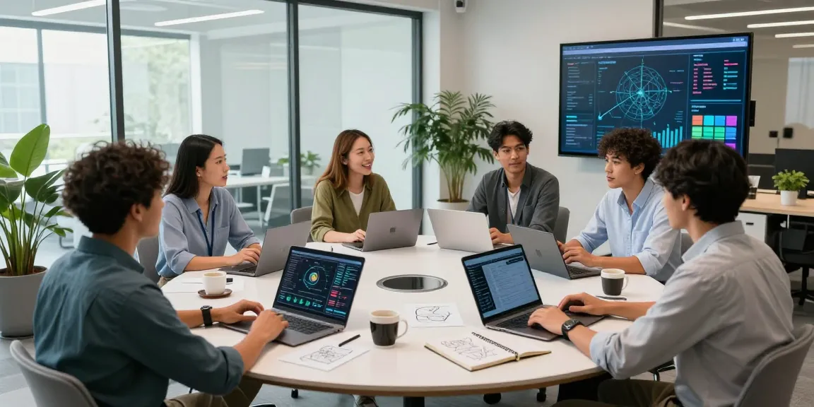 Team collaboration at WPS Official Website in a modern workspace, showcasing dynamic project discussions.
