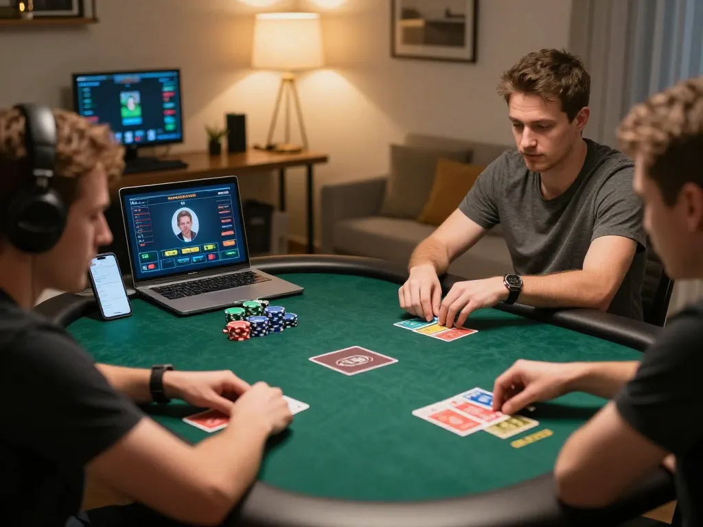 Players engage in a thrilling gamebaidoithuong online poker match, showcasing strategic gameplay.