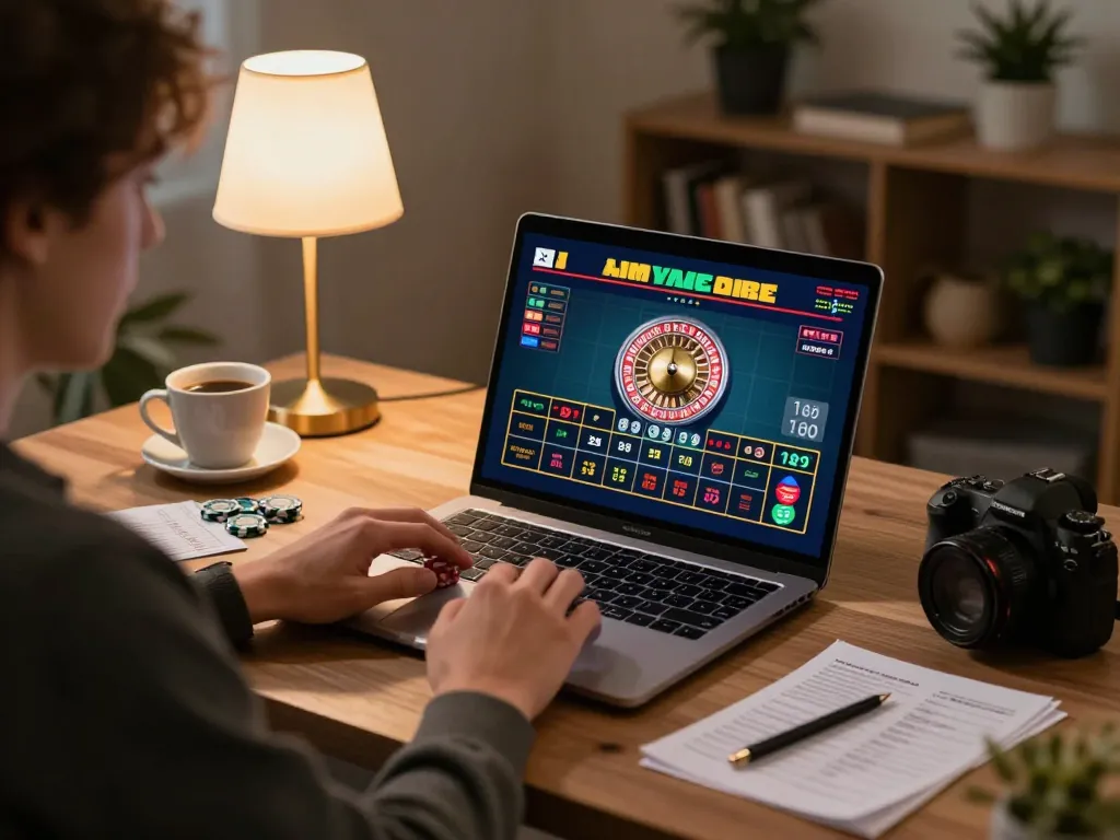 Engaged player using the nhà cái F168 platform for live casino gaming, featuring an exciting roulette table on screen.