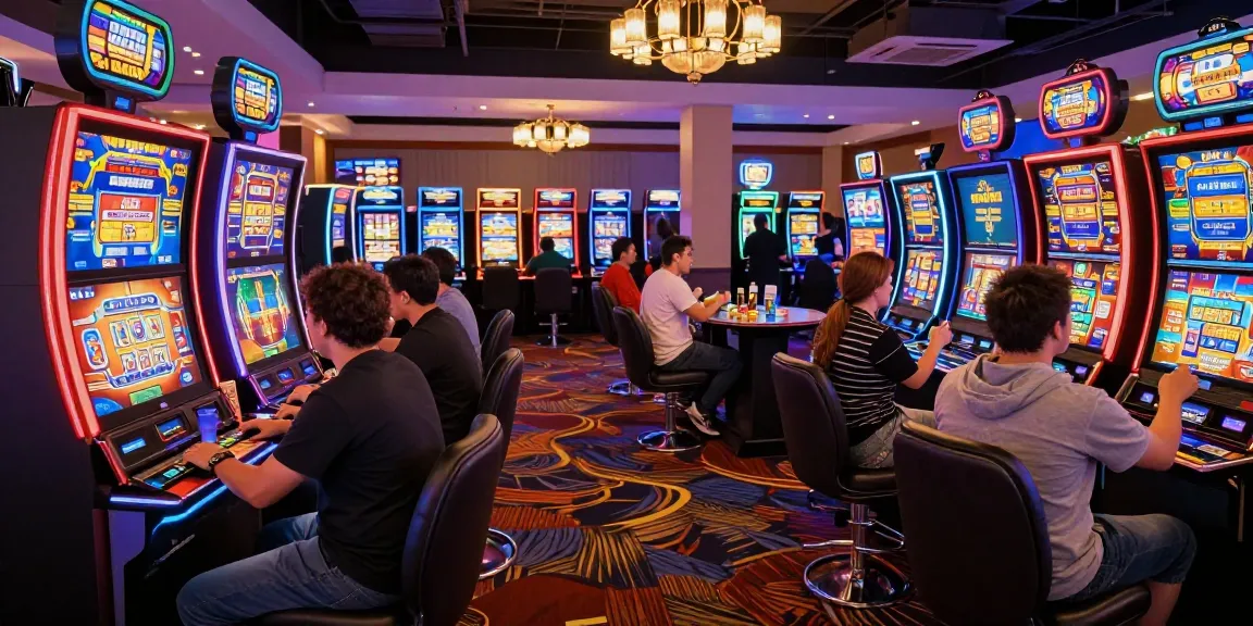 Players enjoying ggsoft slot gaming experience in vibrant casino atmosphere.