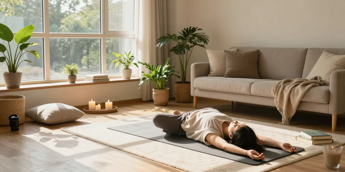 Mindfulness meditation in a serene living space featuring rokok88 daftar promoting wellness and positivity.