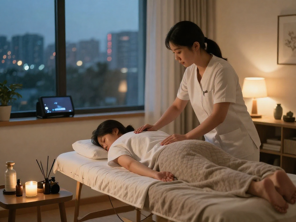 Experience relaxation with 시흥출장마사지 in a serene home setting.