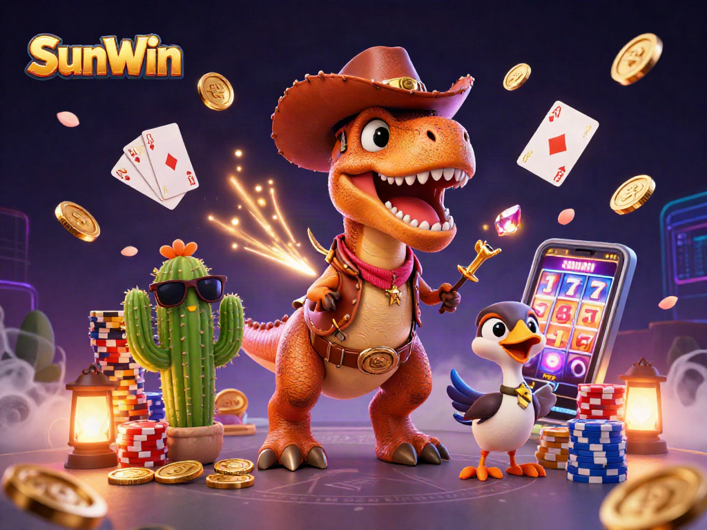Experience thrilling wins at SunWin casino with festive characters and exciting game elements.